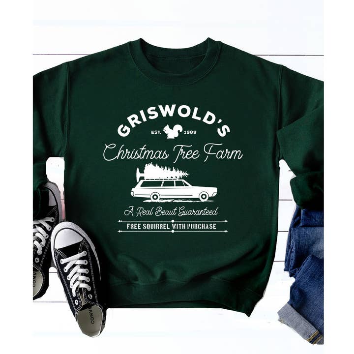 Griswolds Christmas Tree Farm Premium Fleece Sweatshirt for wholesale by Kissed Apparel