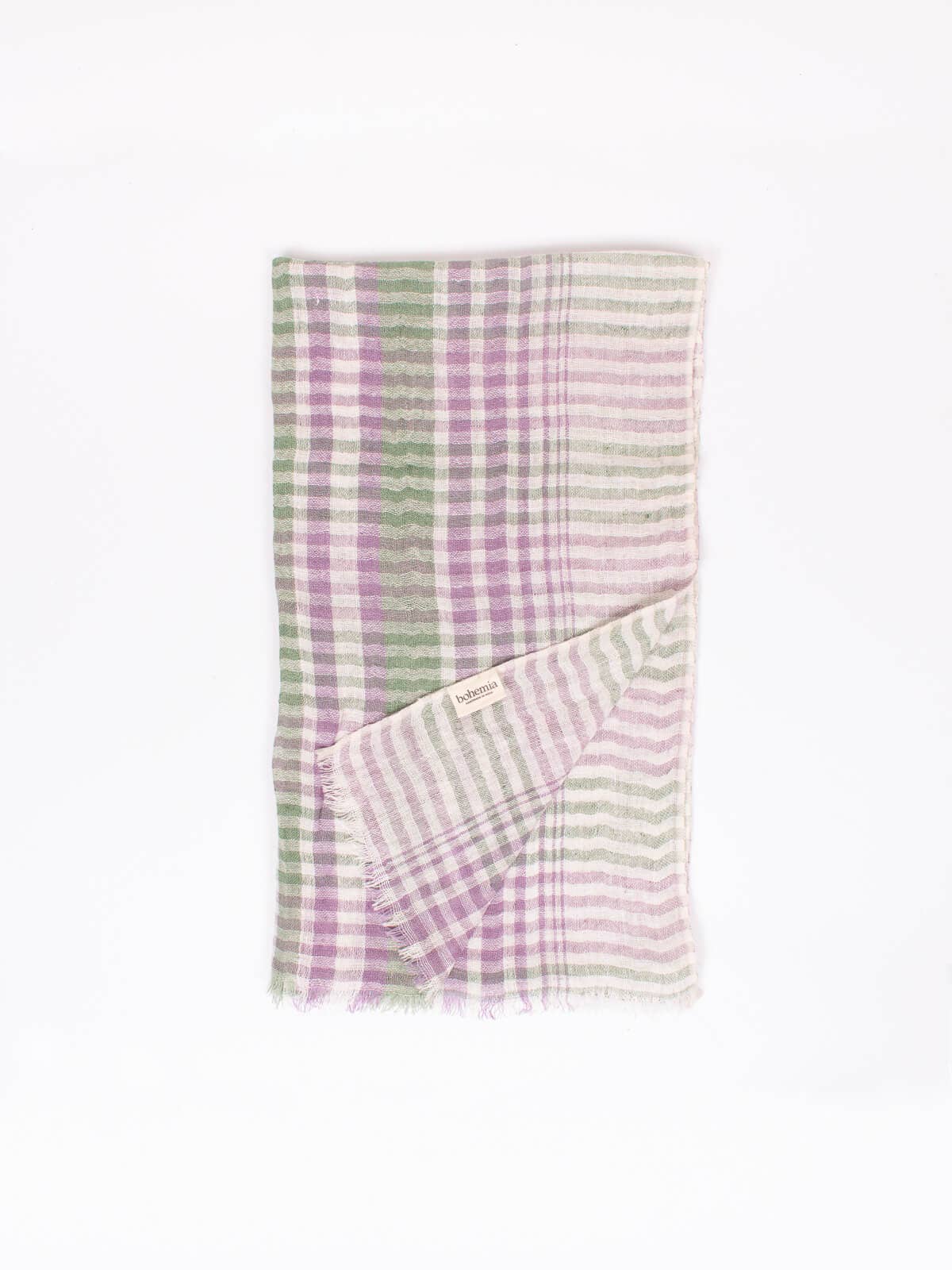 Bohemia Design [now closed] - Wholesale Scarf - Women's - Linen Scarf, Sage and Lilac Check3