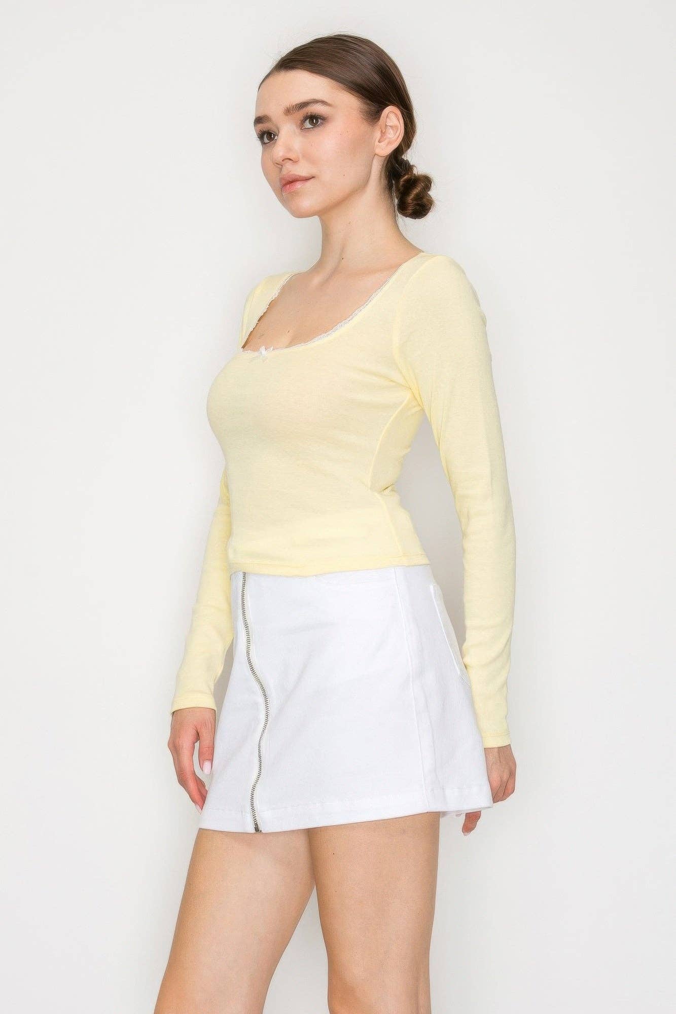 CC Wholesale Clothing - Wholesale Knit Top - Women's - Lace Trim Square Long Sleeve Top18