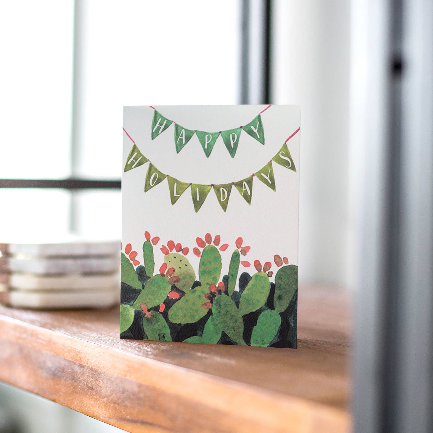 Antiquaria - Wholesale Christmas Card - Cactus Pennant Holiday Greeting Card3