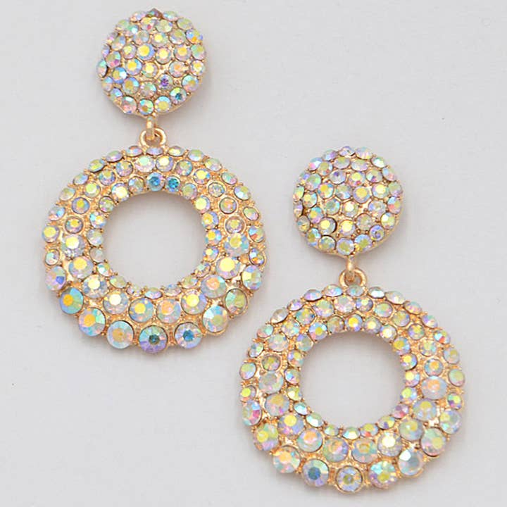 Rhinestone Round Drop Earring for wholesale by 3AM BY H&D ACCESSORIES