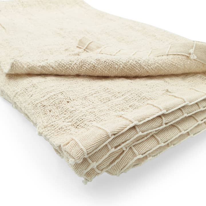 Cotton Throw White Embroidery Lines for wholesale by FERN