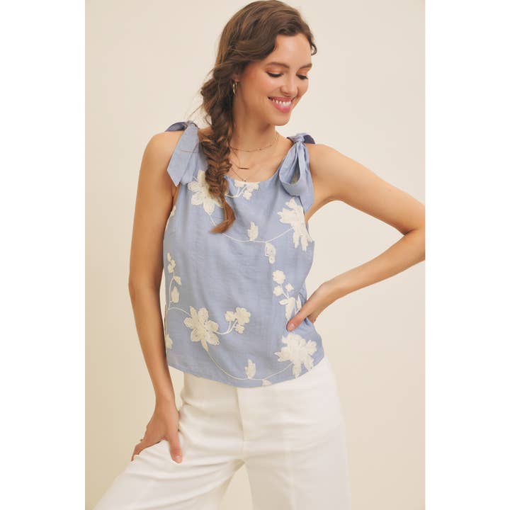 in february - Wholesale Blouse - Women's - ROMANTIC EMBROIDERY BLOUSE TOP WITH BOW STRAPS