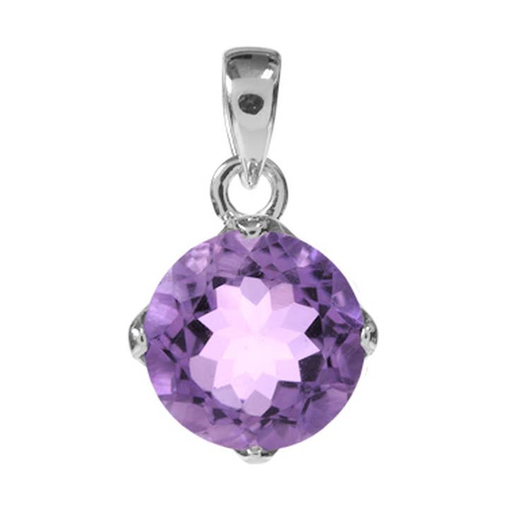 Pingente pequeno redondo facetado de ametista Kara por atacado de Kali Ma Designs - Sterling Silver Jewellery