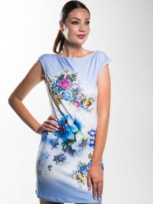 Modische Damen-Kleid mit U-Boot-Ausschnitt und Himmelsmuster für den Großhandel von Calison