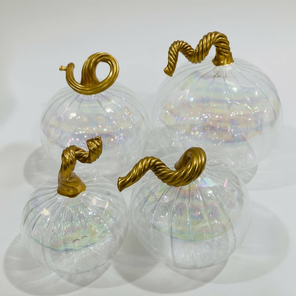 Dandarah (Ships from Canada) – Großhandel Tischdeko – Geblasener Glastisch Thanksgiving-Kürbis - Irisierendes Klar0