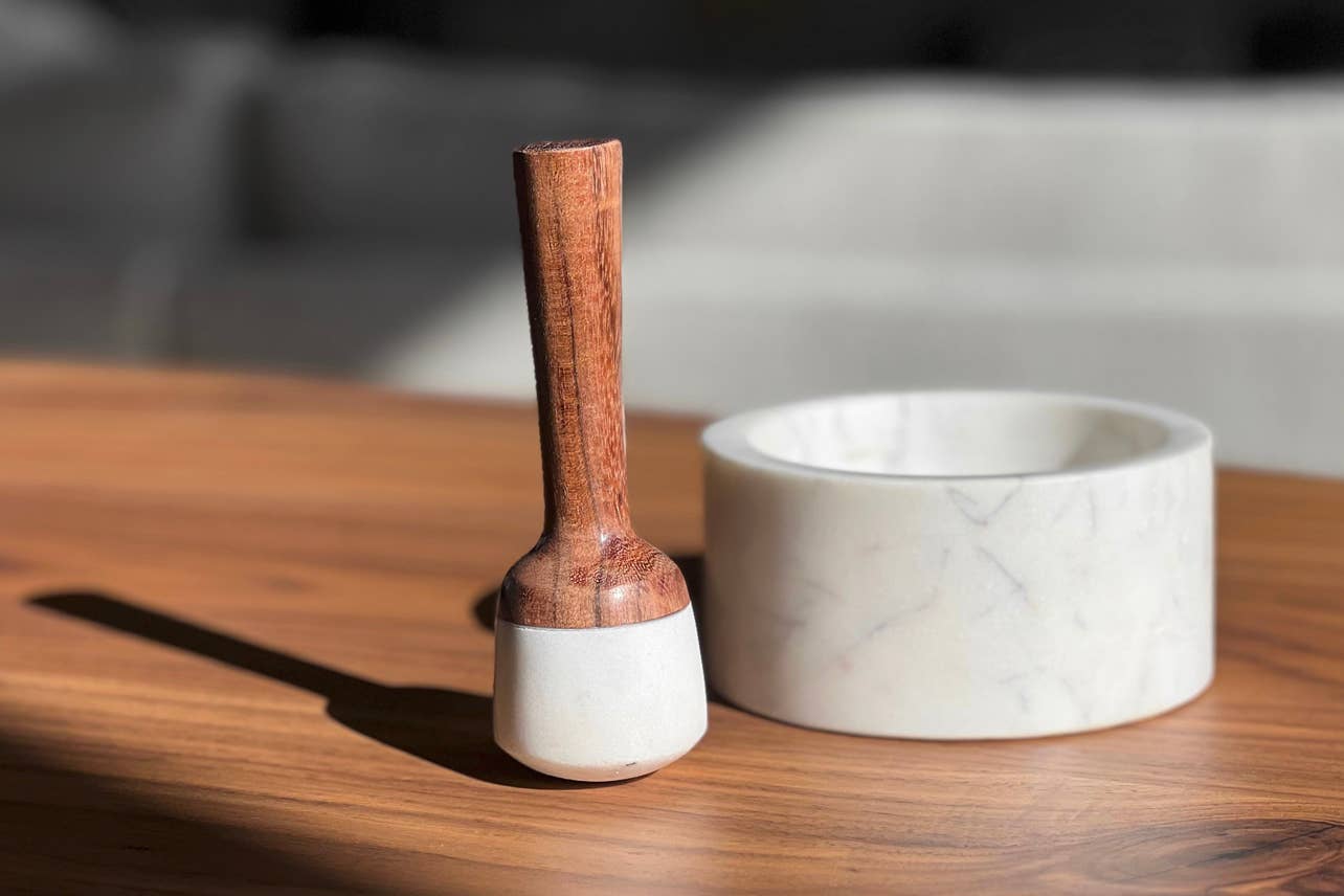 Verve Culture - Wholesale Mortar & Pestle - White Marble Mortar & Pestle1