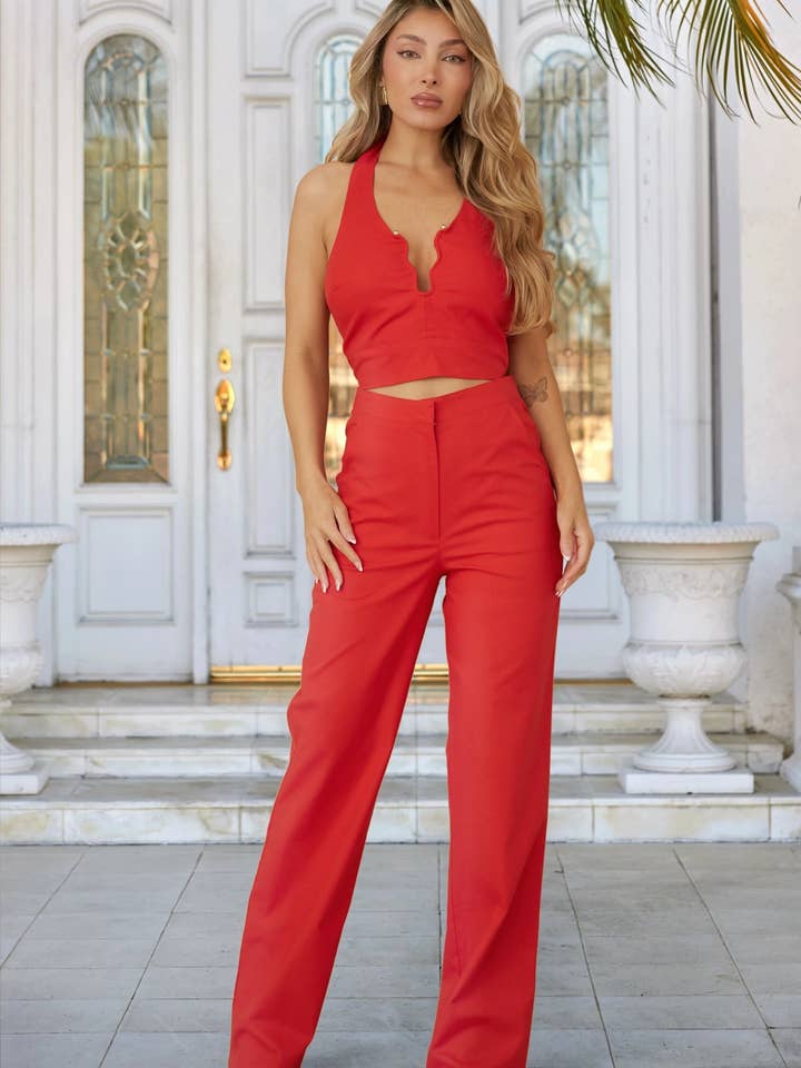 ENSEMBLE DEUX PIÈCES AVEC DÉBARDEUR À NŒUD RUBAN AU DOS pour la vente par Glo Collective