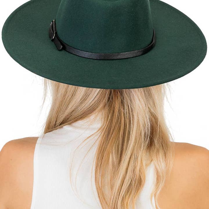 Cap Zone - Wholesale Fedora - Women's - Red Bottom Black Belt Rancher Hat Wide Brim24