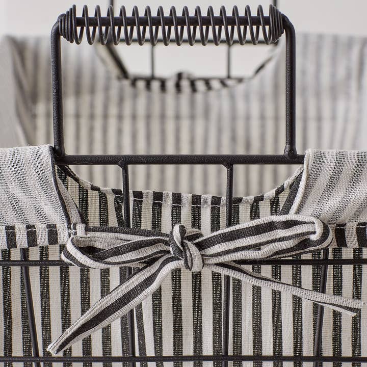 Welcome Home Unbeatable Deals - Wholesale Basket - Farmhouse Black Wire Black/White Ticking Stripe Liner Basket Set of 25