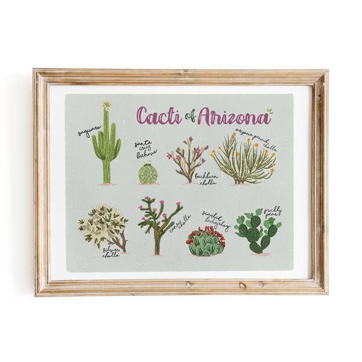 Geïllustreerde kunstdruk met cactus uit Arizona voor wholesale door VimAnnVigor