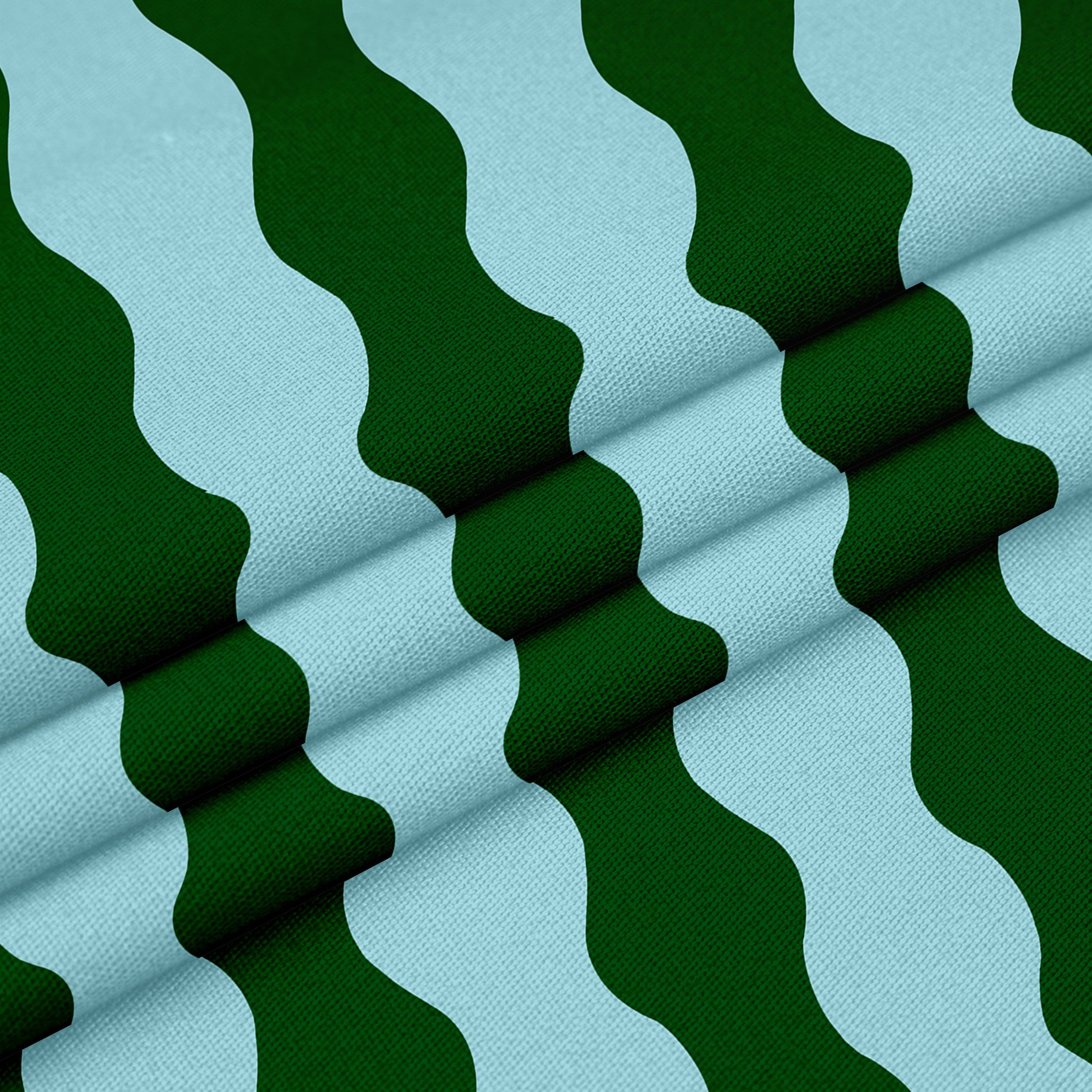 Sorbet Dreams - Wholesale Fabric - ‘Wiggle With Me’ wavy fabric in cyan blue and forest green colours0