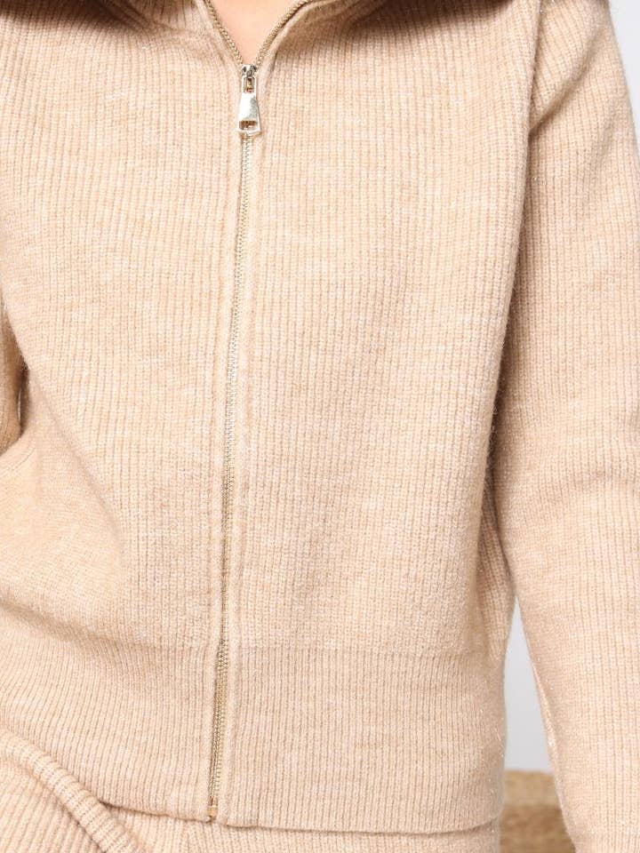 DIX-ONZE - Wholesale Top & Pant Set (NOT Loungewear) - Women's - Zipped Knit Set – Wide Collar Jacket & Straight Pants19