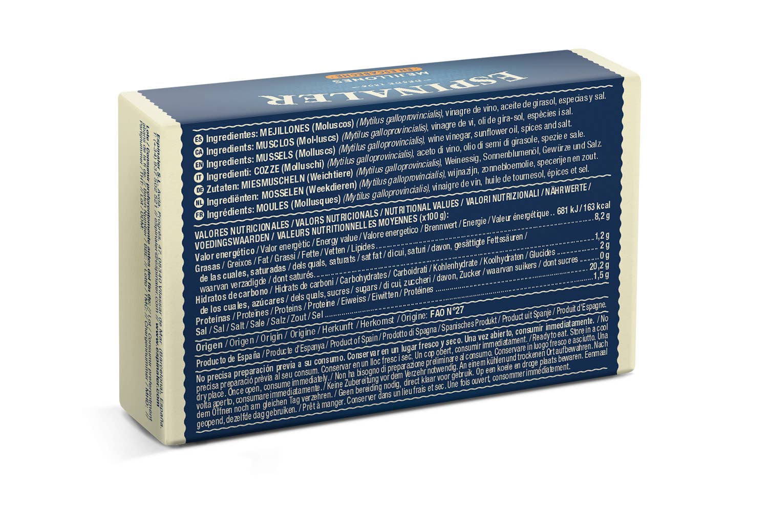 ESPINALER 1896 S.L - Wholesale Fish/Seafood - ESPINALER OL-120 Pickled Mussels 10/12 pieces1