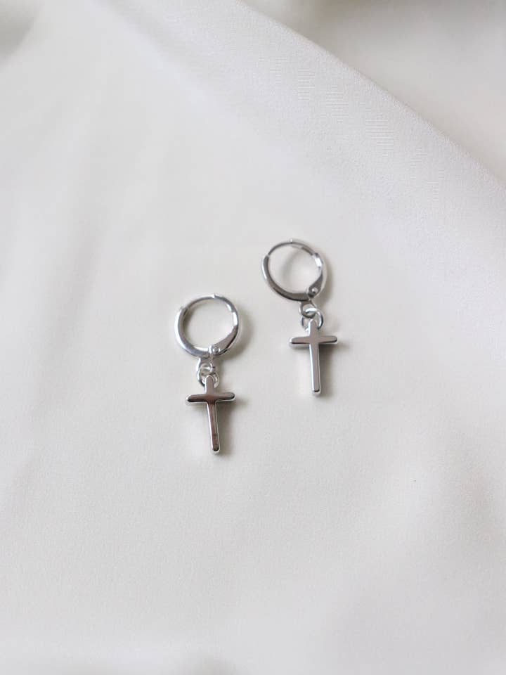 Silver Cross Huggies - Gold Plated Stainless Steel for wholesale by Cedar and Cypress Designs