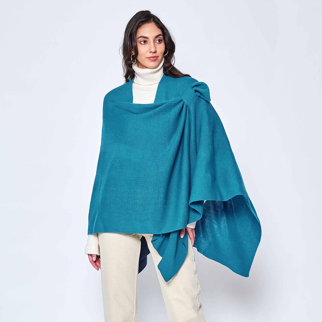 Fashion City - Wholesale Poncho - Women's - Solid Ruana with Shoulder Strap1