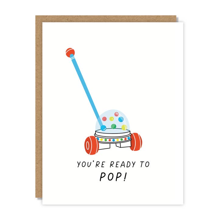 Carte de fête prénatale Ready to Pop pour la vente par Tiny Buffalo Designs Co.