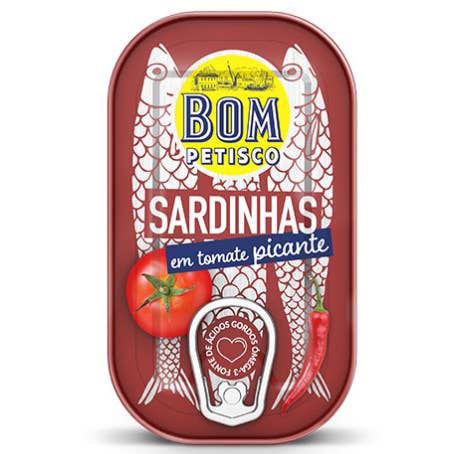 Sardines Bom Petisco à la tomate chaude pour la vente par Portugalia Imports