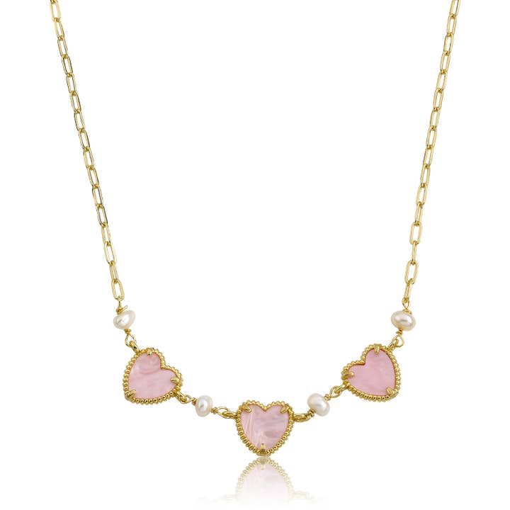 Little Miss Twin Stars - Wholesale Kids Necklace - Kids - Mother of Pearl Heart Necklace1