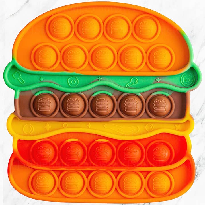 JSBlueRidge Toys - Vendita all'ingrosso Giocattolo fidget - Bambini - Giocattoli Sensoriali per Bambini Burger Pop It Fidget - Assortiti