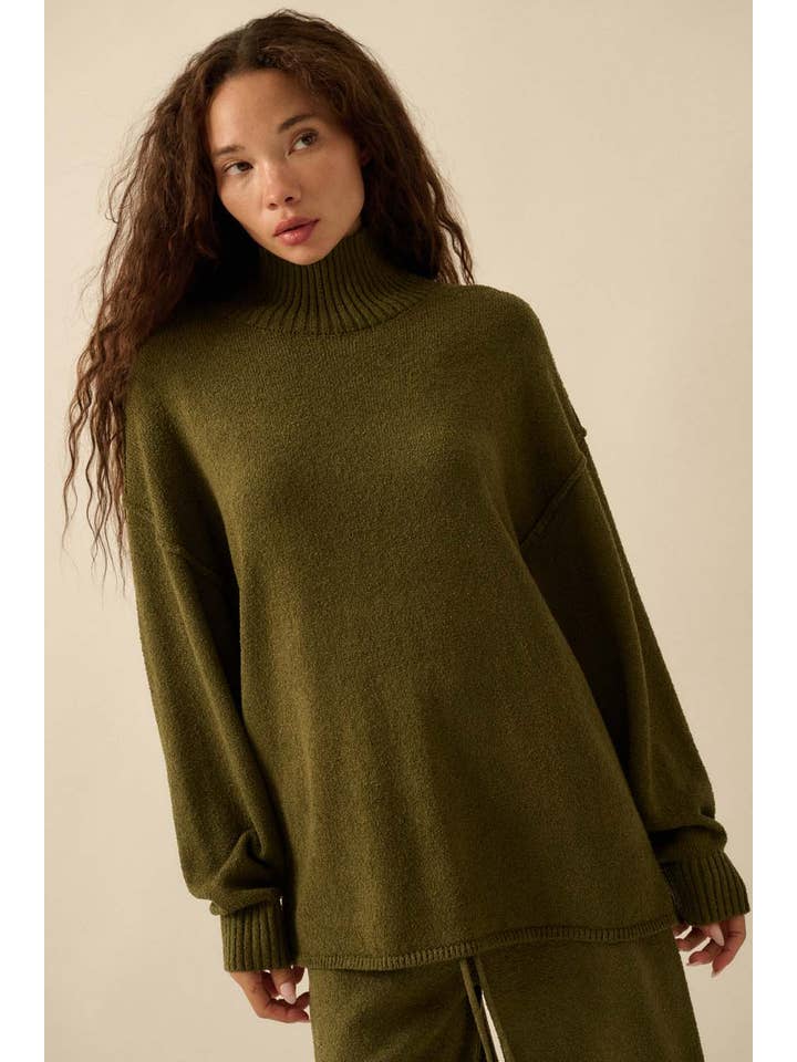 Promesa USA – wholesale Pullovertröja - Dam – Texturerad stickad tröja med synliga sömmar och hög krage6