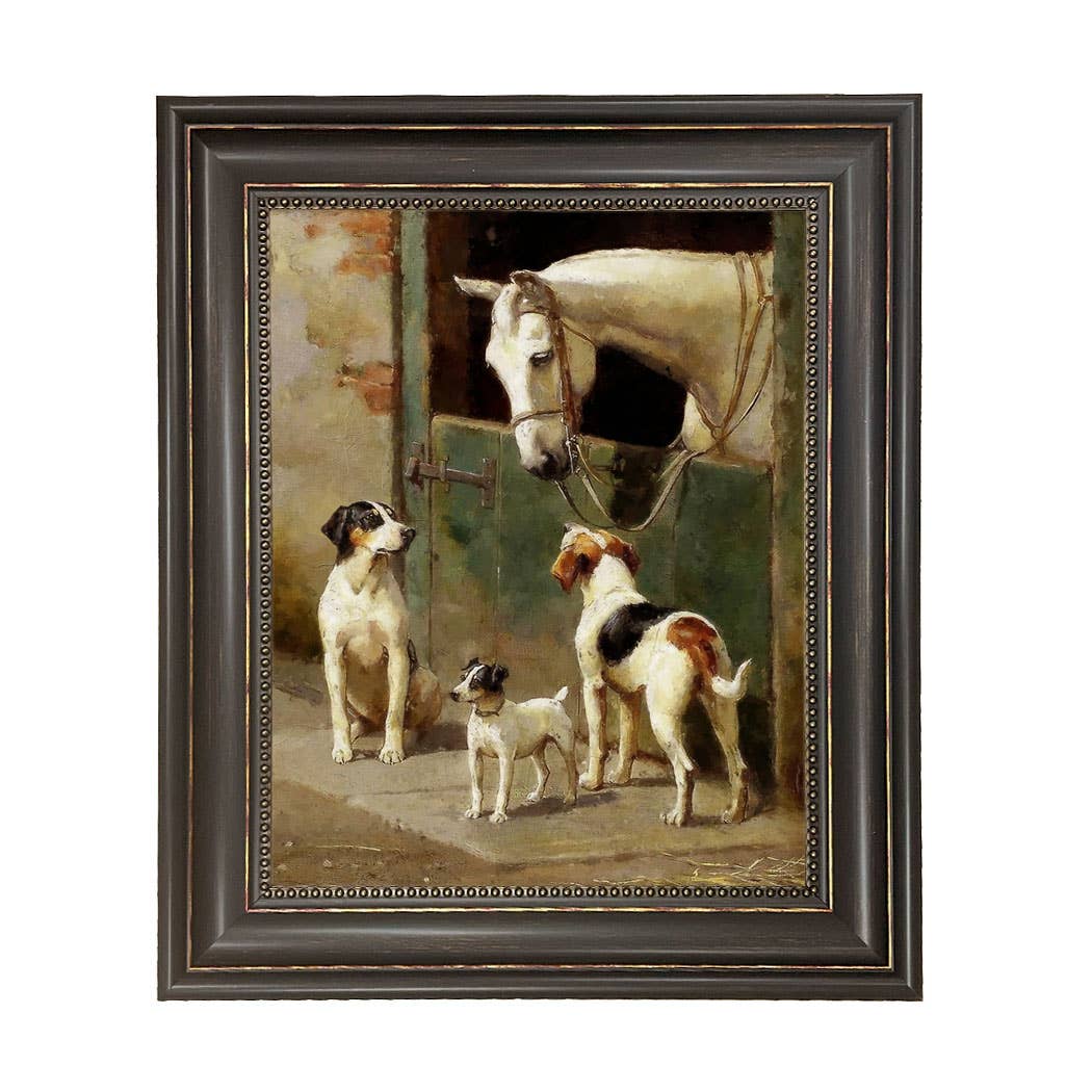 Madison Bay Co. - Historical Home Decor Reproductions - Wholesale Art Print - Dog and Horse at Stable Vintage Painting Print on Canvas64