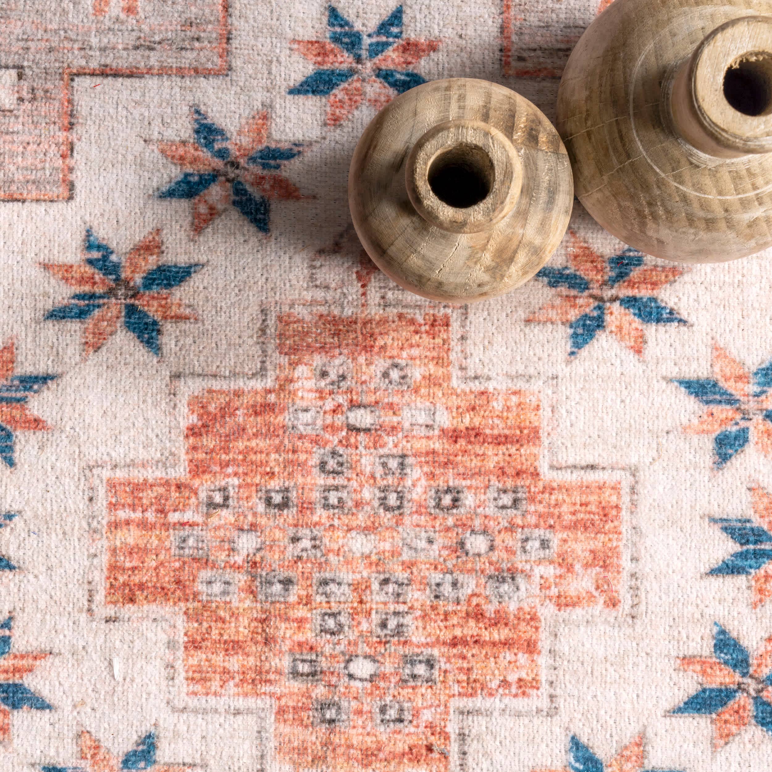 Rust Stellar Medallion Washable Area Rug for wholesale on Faire4
