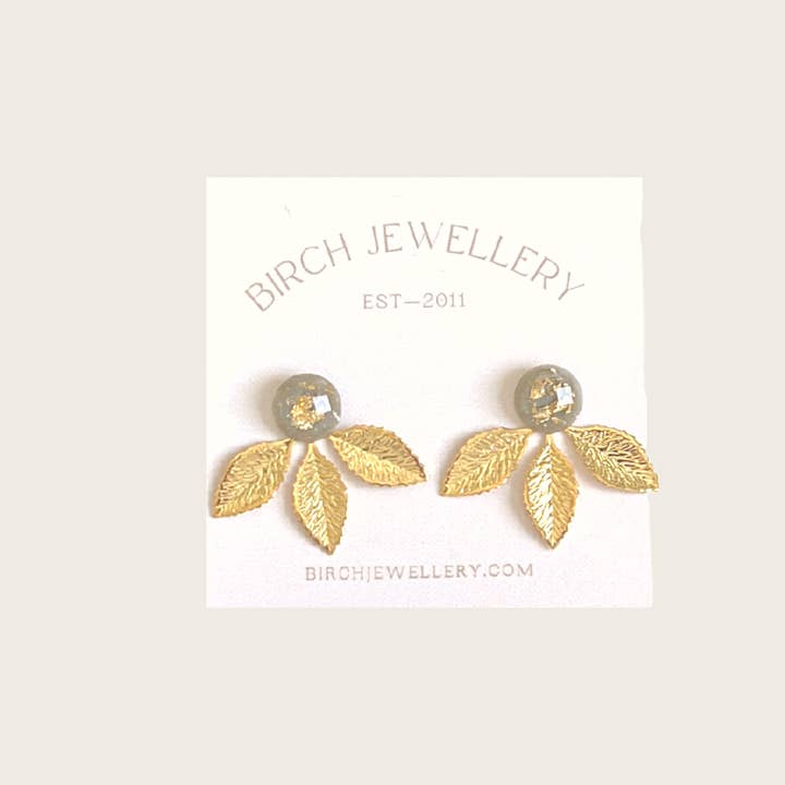 Birch Jewellery - Vente Boucles d'oreilles ear jackets/manchettes d'oreille (climbers) - Cache-oreilles en forme de feuille d'or2
