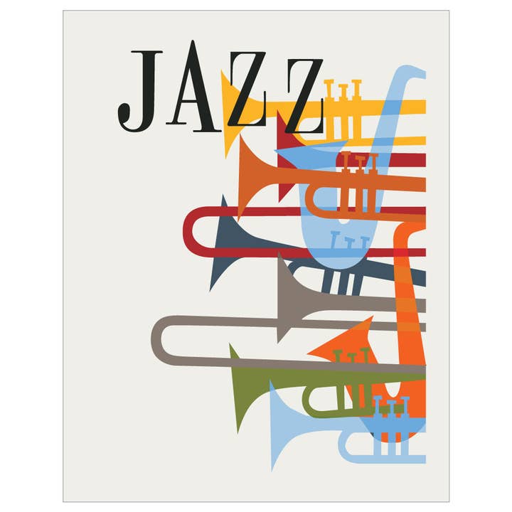 5'' x 7'' Jazz Horns Greeting Card for wholesale by Fridgedoor