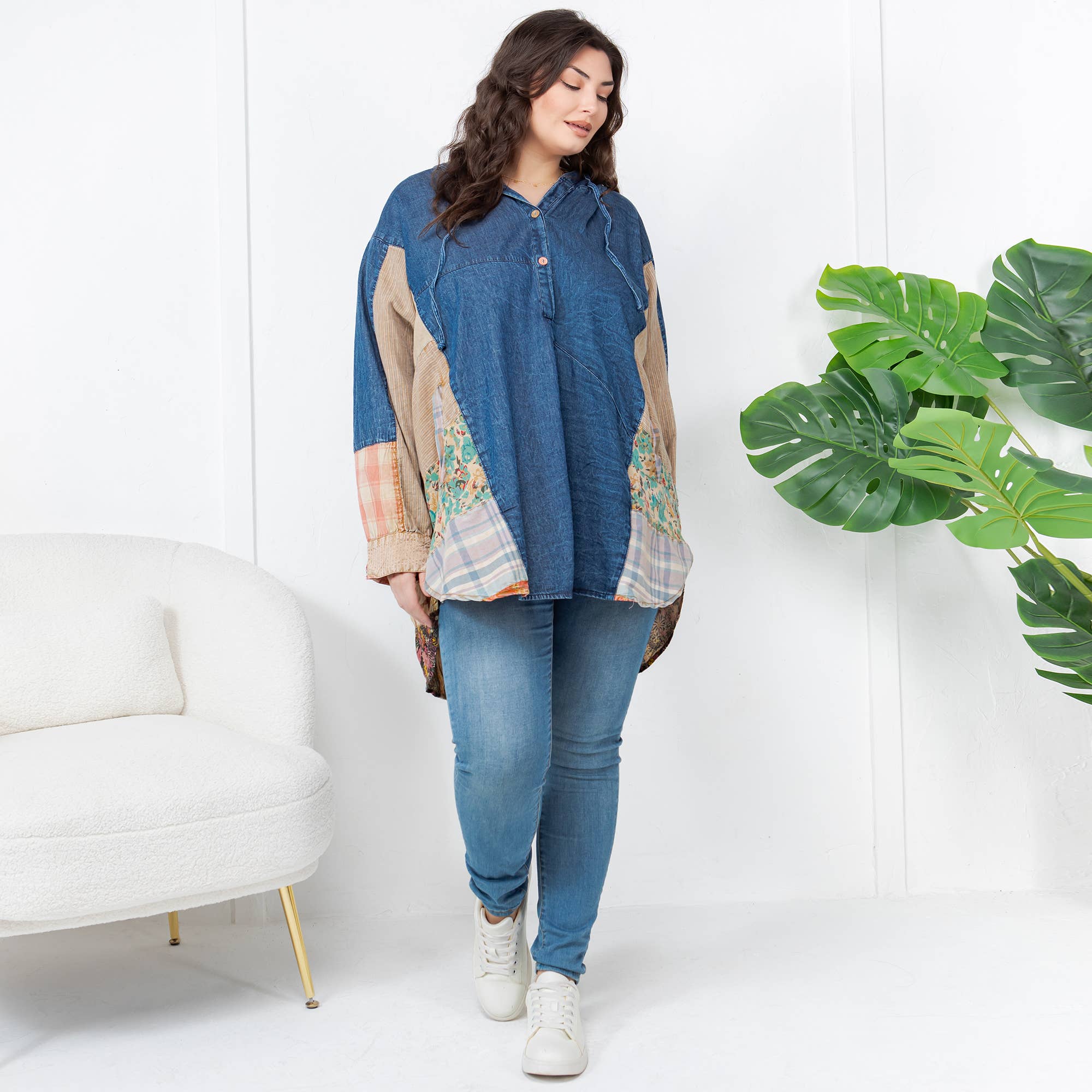 Young Threads - Wholesale Tunic - Women's - Western Boho Chic: Hooded High Low Patchwork Top11