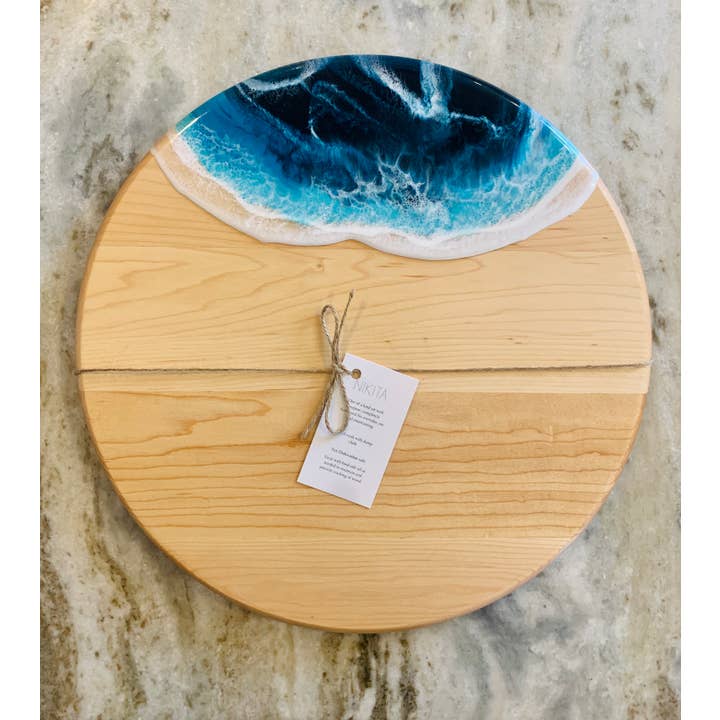 Nikita Fine Art LLC - Wholesale Cheese Board - Madison Maple Round cheese and charcuterie board 15"