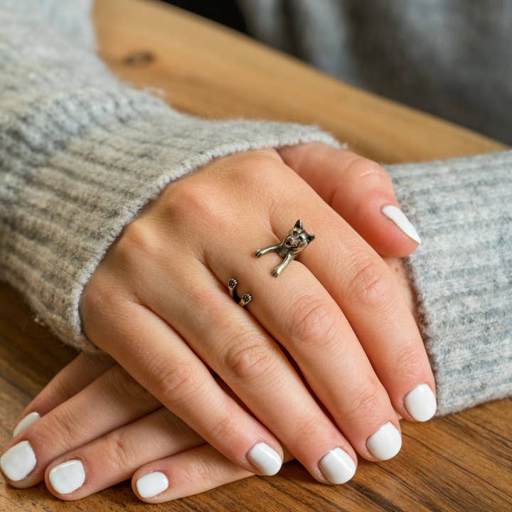 Silver Shiba Inu Wrap Ring for wholesale on Faire2