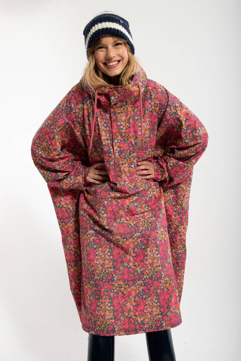 Danefae København – wholesale Poncho – Women's – Danedream Drops Rain Poncho Berrygood Pink7