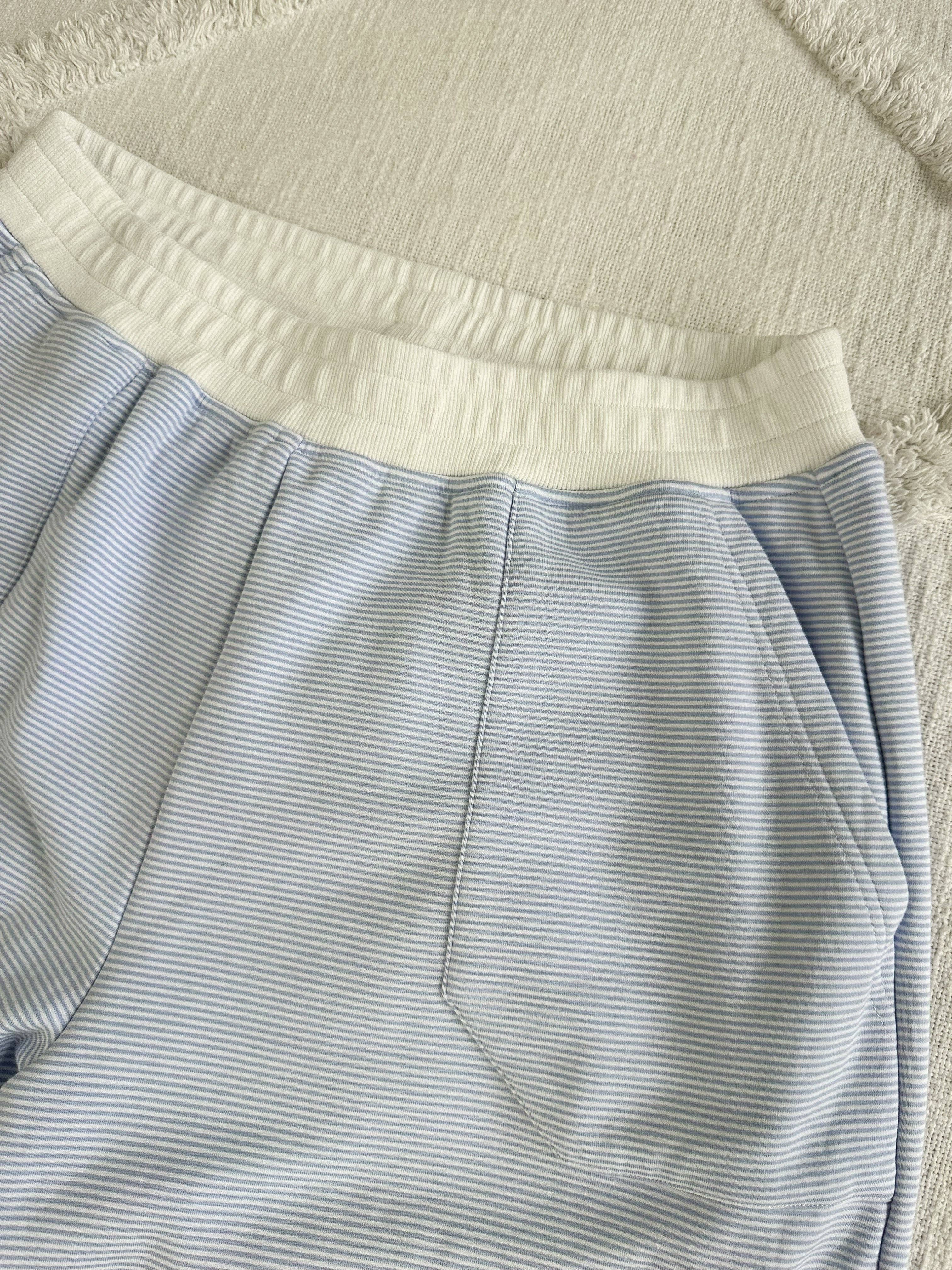 Blue and White Mini Striped Sweatpants for wholesale on Faire7