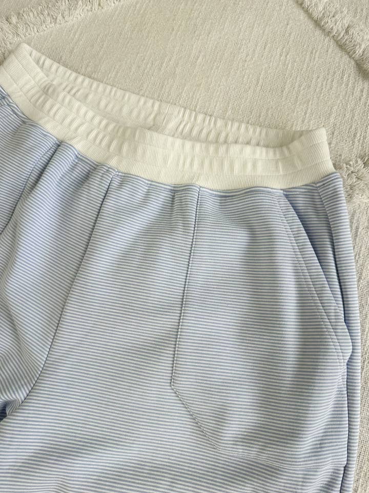 Blue and White Mini Striped Sweatpants for wholesale on Faire7