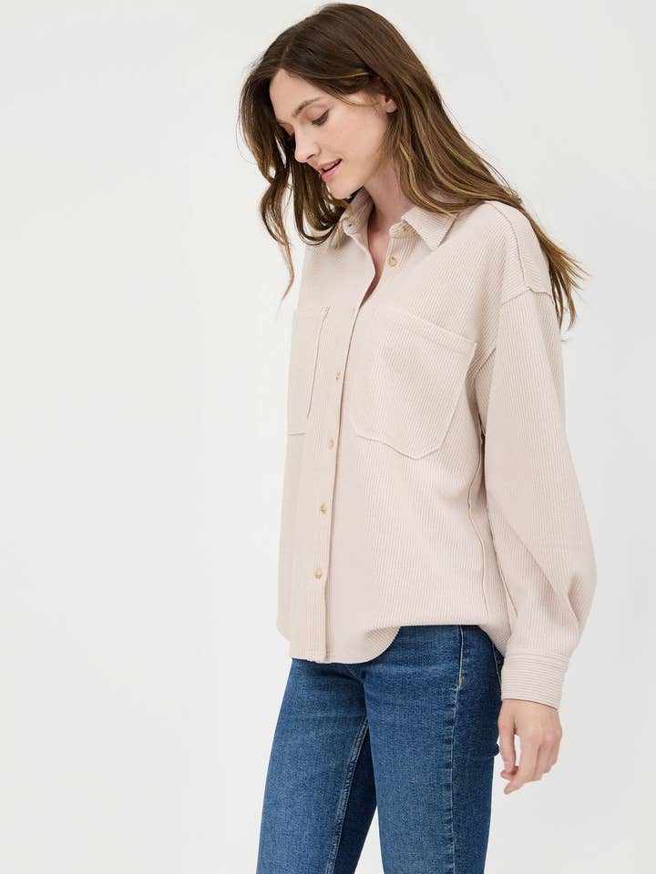 Blu Pepper - Wholesale Knit Top - Women's - RIB KNIT EXPOSED SEAM BUTTON UP TOP2