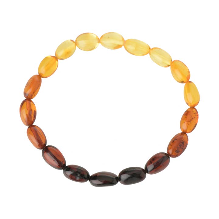 Rainbow Olive Polished Amber Beads Bracelet for Adult for wholesale by The Natural Amber
