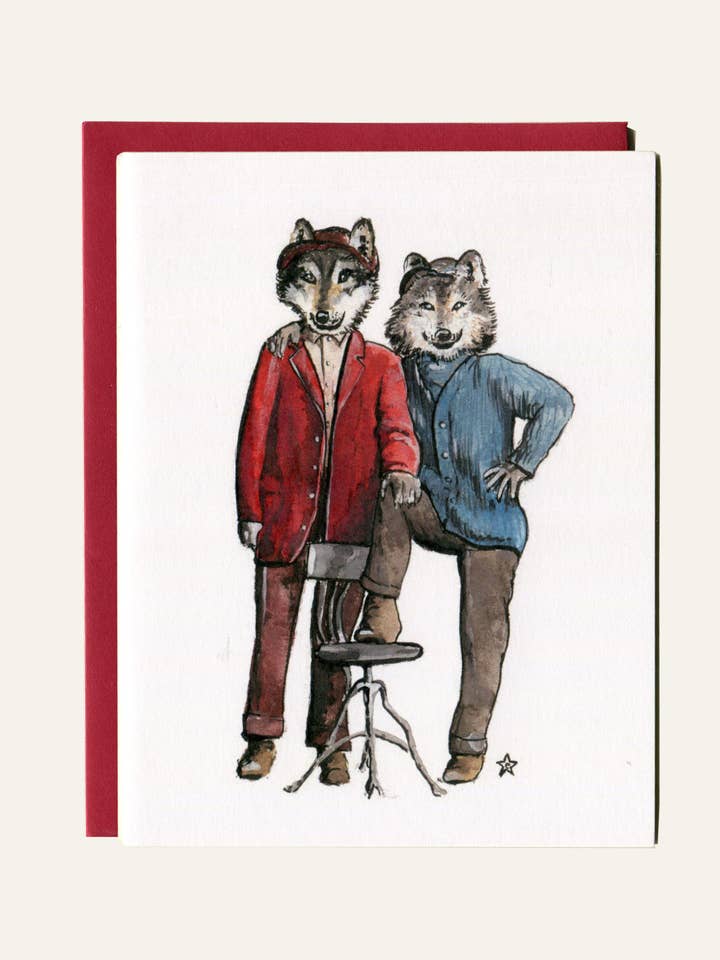 Howl You Doin’ - Wolf Notecard - Queer Love for wholesale by Darling Illustrations
