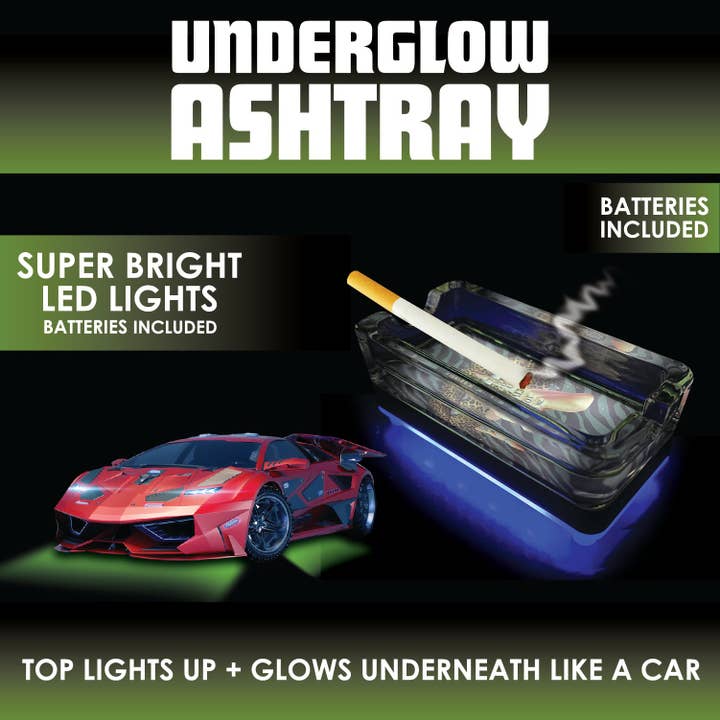 Novelty Closeout - Wholesale Ashtray - Smokezilla Underglow Light Up Ashtray Assortment- 6/Pack3