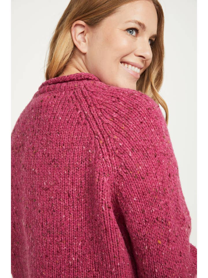 Aran Woollen Mills - Wholesale Knit Sweater - Women's - Brackloon Tweed Roll Neck Ladies Sweater - Pink4