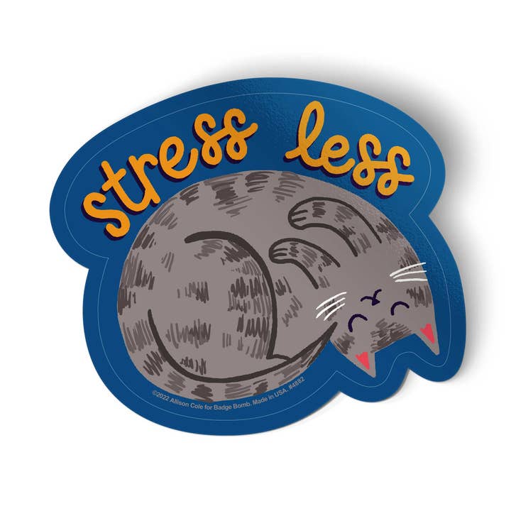 Stress Less Sticker for wholesale by Badge Bomb