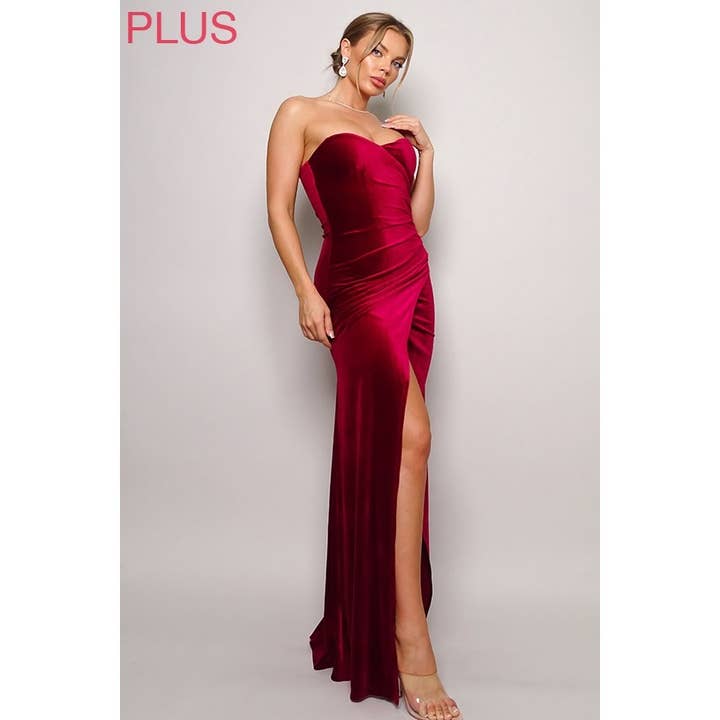 CEFIAN FASHION - Wholesale Gown - Women's - PLUS ALL YOURS SWEETHEART MAXI VELVET DRESS12