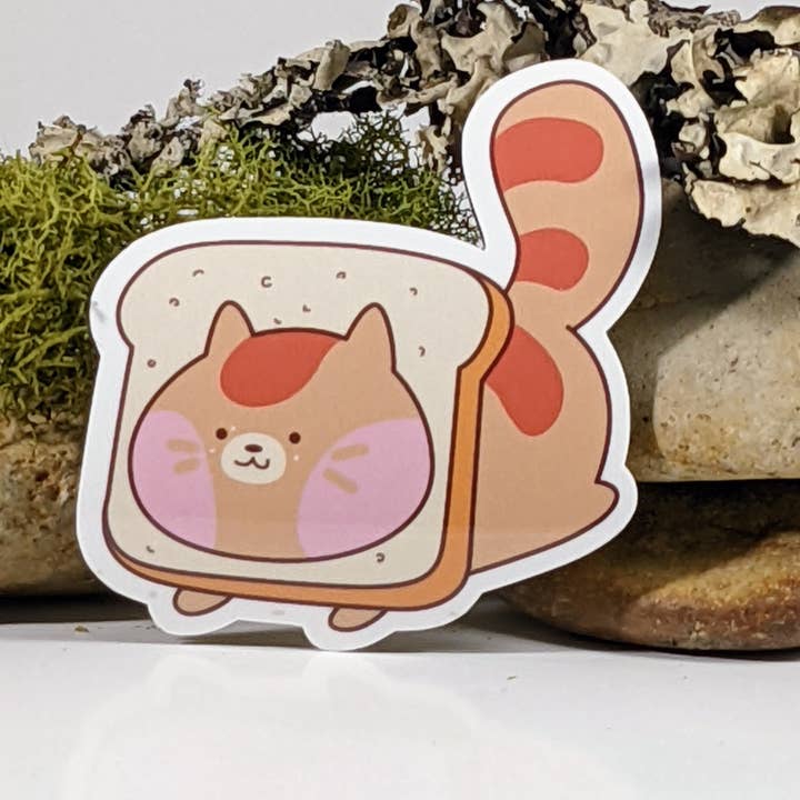 Cute Cat Toast Food Inspired Sticker - 2.5" for wholesale by Mimic Gaming Co