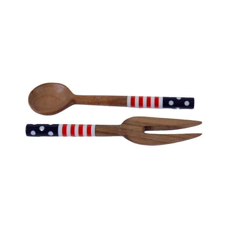 Global Crafts - Wholesale Appetizer Serveware - PACK OF 5 - Set of 2 Acacia Wood Appetizer Set2