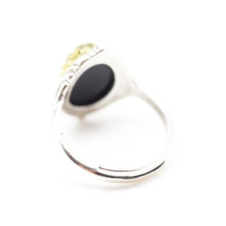 Baltic Beauty – Engroshandel Statementring – Boho grøn rav Ring