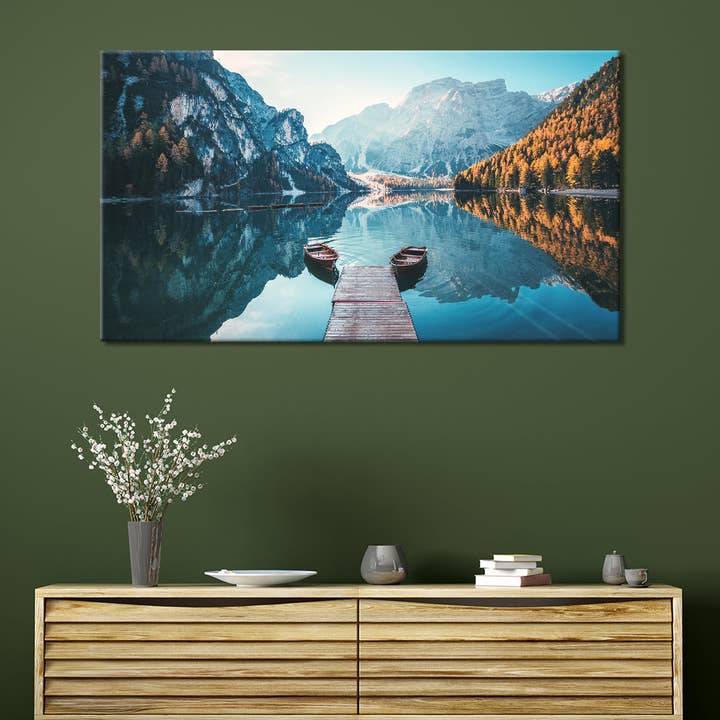 Bateaux sur le lac pour la vente par Meeko Print