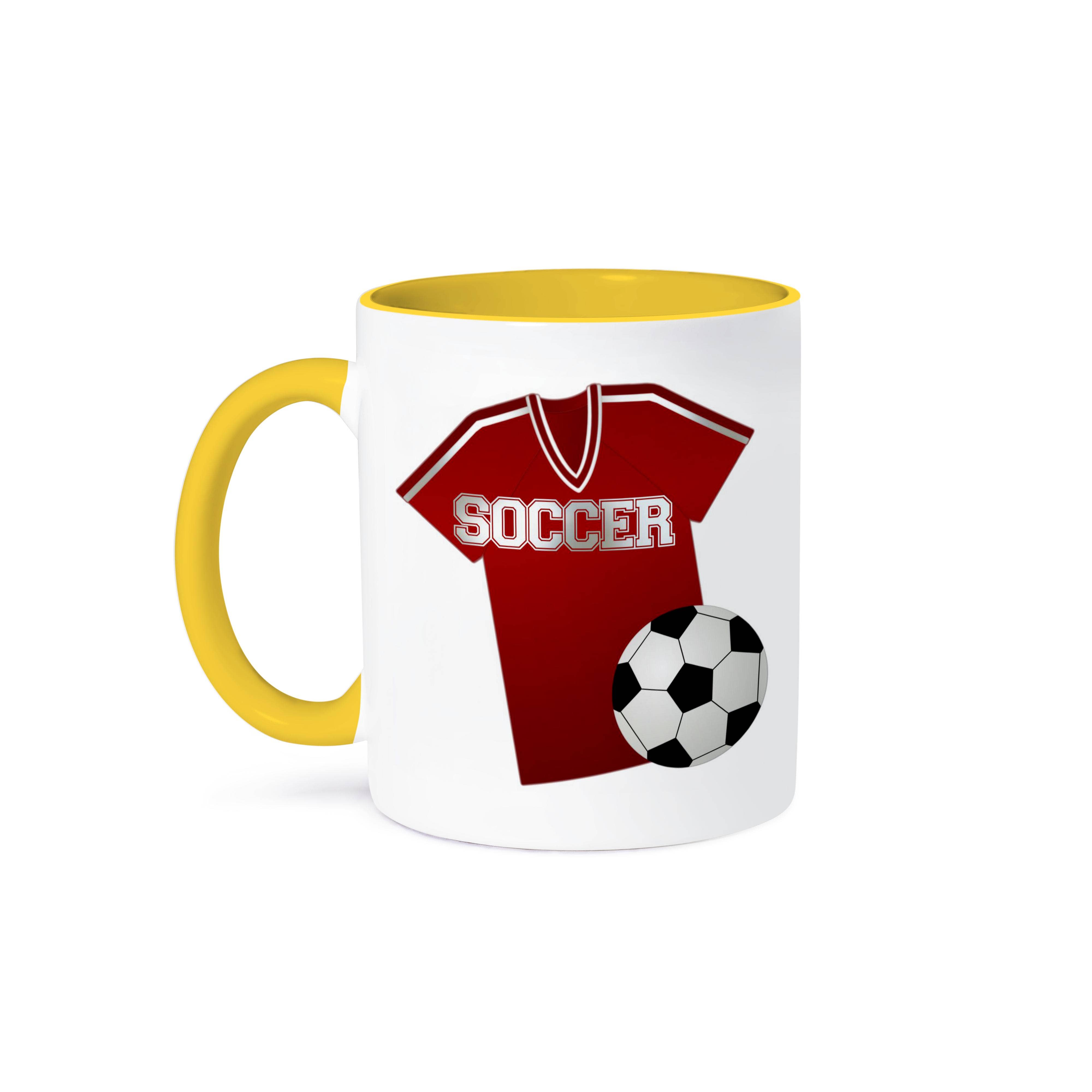 3dRose - Wholesale Coffee Mug - 3dRose, Red Soccer Jersey and Ball Design, Mug0