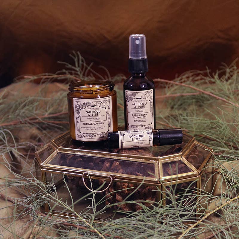 J. Southern Studio - Wholesale Bath/Body Oil - Patchouli & Pine Ritual Body Oil with crystals and essential oils- 10 mL2