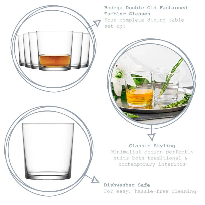 Rinkit Ltd - Wholesale Cocktail/Liquor Glass - LAV Bodega Double Old Fashioned Tumbler Glasses - 345ml