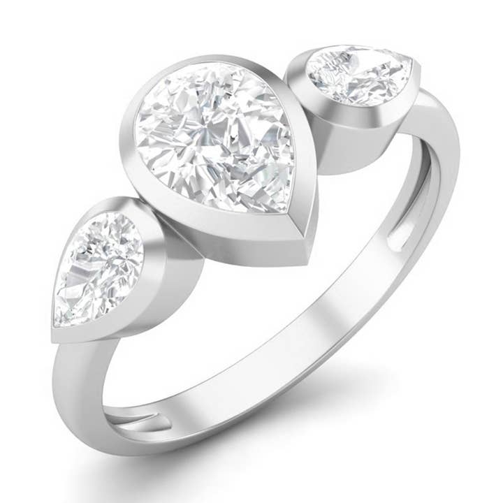 7x5MM Pear Shape Moissanite 925 Sterling Silver Ring for wholesale by Star Joya